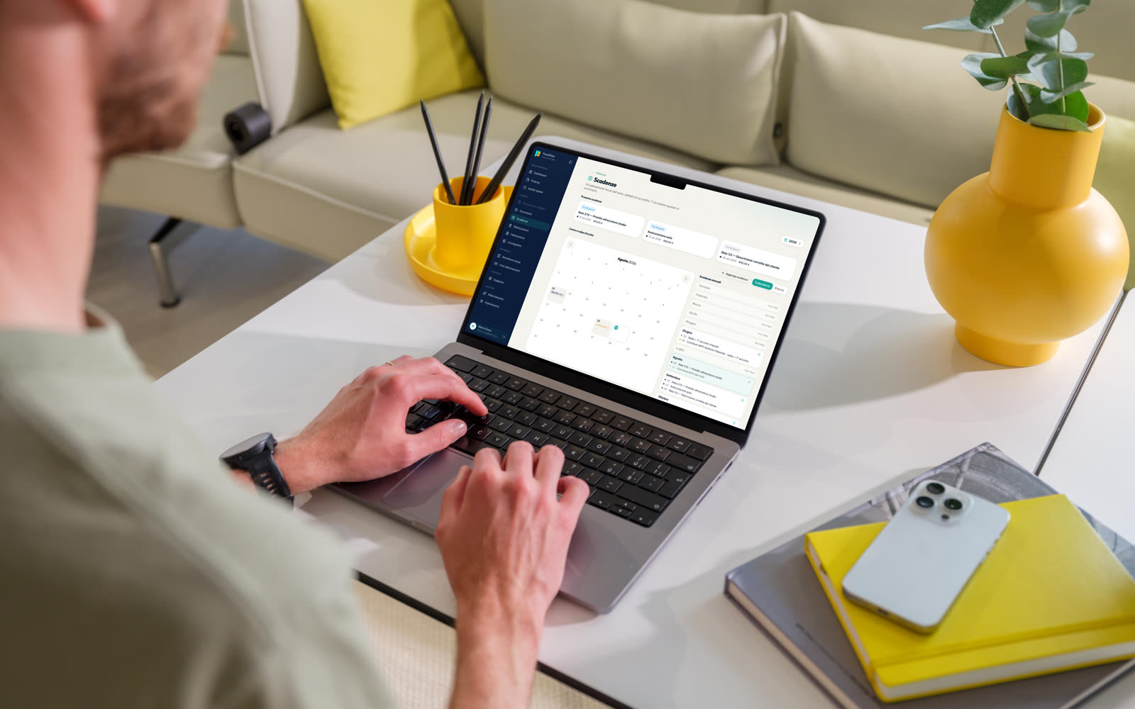 FiscalFiles dal computer, sulla scrivania: il calendario delle scadenze aperto nel browser